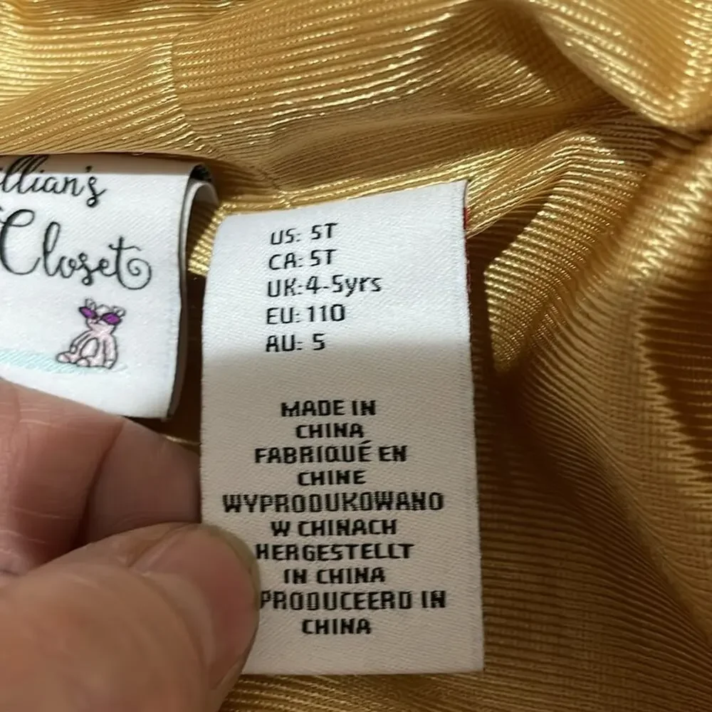 Gillian’s Closet 5 white fur gold trim front zip jacket and unicorn ears & horn